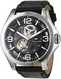 Buy Shop Tommy Hilfiger Bruce Analog Black Dial Black Leather Strap Watch for Men - 1791279 USA Online