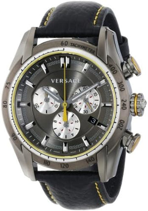 Buy Shop Versace V Ray Chronograph Grey Dial Black Leather Strap Watch for Men - VDB020014 USA Online