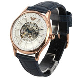 Buy Shop Emporio Armani Meccanico Automatic White Dial Blue Leather Strap Watch For Men - AR1947 USA Online