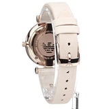 Buy Shop Emporio Armani Gianni T Bar Quartz White Dial Beige Leather Strap Watch For Women - AR1927 USA Online