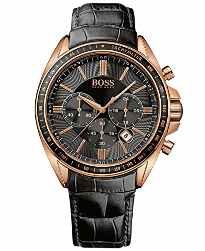 Buy Shop Hugo Boss Driver Black Dial Black Leather Strap Watch for Men - 1513092 USA Online