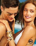 Buy Shop Michael Kors Byrn Quartz Gold Dial Gold Steel Strap Watch For Women - MK6134 USA Online