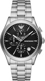 Emporio Armani Paolo Chronograph Black Dial Silver Steel Strap Watch For Men - AR11602