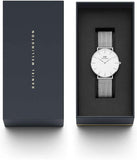 Buy Shop Daniel Wellington Petite Sterling Quartz White Dial Silver Mesh Bracelet Watch For Men - DW00100306 USA Online