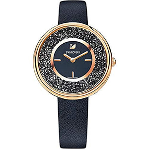 Buy Shop Swarovski Crystalline Pure Black Dial Black Leather Strap Watch for Women - 5275043 USA Online
