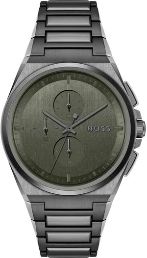 Buy Shop Hugo Boss Steer Chronograph Grey Dial Grey Steel Strap Watch For Men - 1514045 USA Online