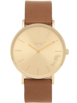 Buy Shop Coach Perry Gold Dial Brown Leather Strap Watch for Women - 14503331 USA Online