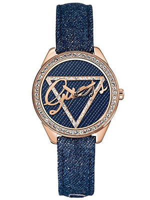 Buy Shop Guess Little Flirt Quartz Blue Dial Blue Leather Strap Watch For Women - W0456L6 USA Online