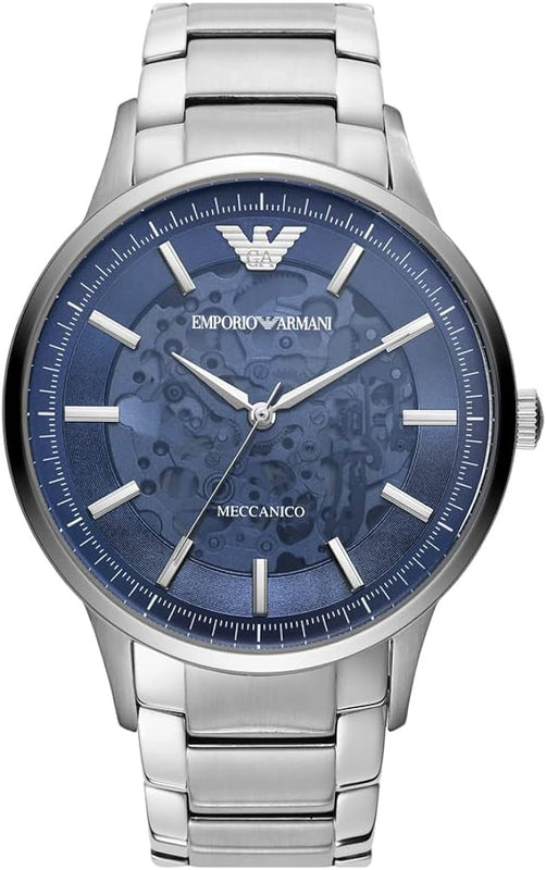 Buy Shop Emporio Armani Renato Automatic Blue Dial Silver Steel Strap Watch For Men - AR60037 USA Online