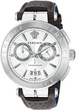 Versace Aion Chronograph White Dial Brown Leather Strap Watch for Men - VBR010017