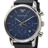 Buy Shop Emporio Armani Luigi Chronograph Blue Dial Black Leather Strap Watch For Men - AR1736 USA Online