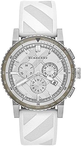Buy Shop Burberry The City Chronograph Silver Dial White Rubber Strap Watch for Men - BU9810 USA Online