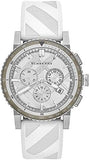 Burberry The City Chronograph Silver Dial White Rubber Strap Watch for Men - BU9810