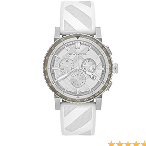 Buy Shop Burberry The City Chronograph Silver Dial White Rubber Strap Watch for Men - BU9810 USA Online