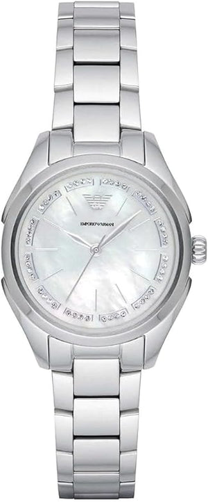 Buy Shop Emporio Armani Valeria Quartz Mother of Pearl Dial Silver Steel Strap Watch For Women - AR11030 USA Online