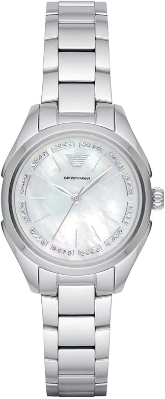 Buy Shop Emporio Armani Valeria Quartz Mother of Pearl Dial Silver Steel Strap Watch For Women - AR11030 USA Online