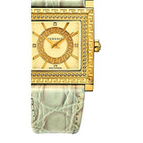 Buy Shop Versace DV-25 Gold Dial Off White Leather Strap Watch for Women - VQF030015 USA Online