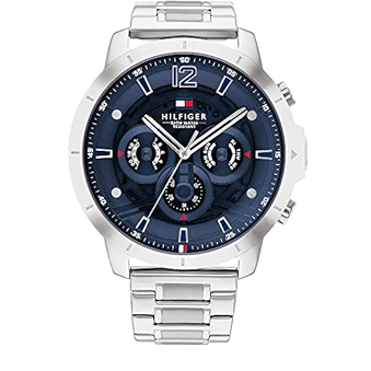 Buy Shop Tommy Hilfiger Luca Chronograph Blue Dial Silver Steel Strap Watch For Men - 1710492 USA Online