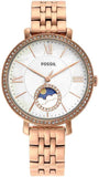 Buy Shop Fossil Jacqueline Analog Moonphase Mother of Pearl White Dial Rose Gold Steel Strap Watch for Women - ES5165 USA Online