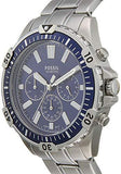 Buy Shop Fossil Garrett Chronograph Blue Dial Silver Steel Strap Watch for Men - FS5623 USA Online