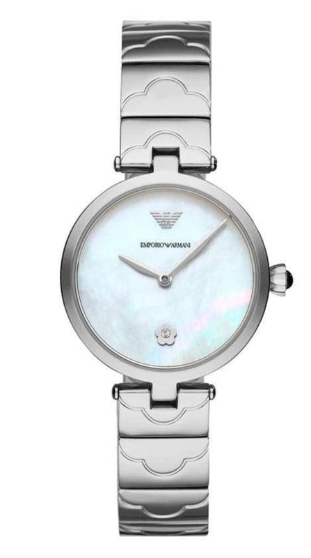 Buy Shop Emporio Armani Mother of Pearl Dial Silver Steel Strap Watch For Women - AR11235 USA Online