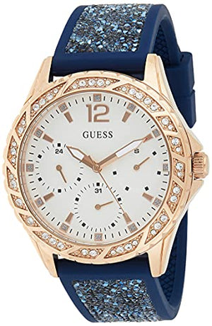 Buy Shop Guess Swirl Analog Quartz White Dial Blue Rubber Strap Watch for Women - W1096L4 USA Online