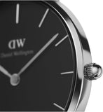 Buy Shop Daniel Wellington Petite Sterling Black Dial Silver Mesh Bracelet Watch For Women - DW00100304 USA Online