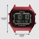 Buy Shop Fossil Retro Analog-Digital Black Dial Red Steel Strap Watch for Men - FS5897 USA Online