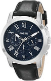 Buy Shop Fossil Grant Chronograph Blue Dial Black Leather Strap Watch for Men - FS4990 USA Online