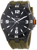 Buy Shop Tommy Hilfiger Drew Black Dial Green Rubber Strap Watch for Men - 1791065 USA Online