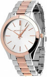 Michael Kors Slim Runway White Dial Two Tone Steel Strap Watch for Women - MK3204