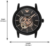 Buy Shop Emporio Armani Luigi Automatic Skeleton Black Dial Black Leather Strap Watch For Men - AR60012 USA Online