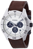 Buy Shop Fossil Retro Traveler Chronograph White Dial Brown Leather Strap Watch for Men - CH2886 USA Online