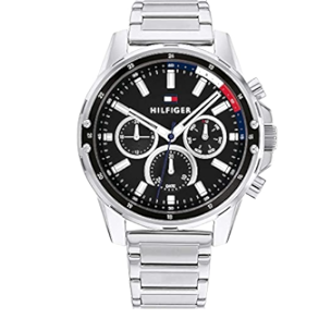 Buy Shop Tommy Hilfiger Mason Multifunction Black Dial Silver Steel Strap Watch For Men - 1791936 USA Online