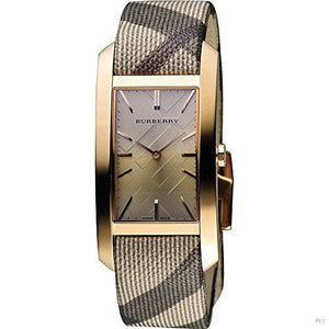 Buy Shop Burberry The Pioneer Rose Gold Dial Haymarket Brown Leather Strap Watch for Women - BU9408 USA Online