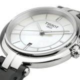 Tissot T Lady Flamingo Mother of Pearl Dial Black Leather Strap Watch for Women - T094.210.16.111.00