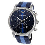 Buy Shop Emporio Armani Luigi Chronograph Quartz Blue Dial Blue Nylon Strap Watch For Men - AR1949 USA Online