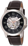 Buy Shop Fossil Grant Automatic Skeleton Black Dial Brown Leather Strap Watch for Men - ME3100 USA Online