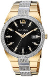 Bulova Crystal Black Dial Two Tone Steel Strap Watch for Men - 98B235