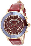 Swarovski Octea Lux Chrono Red Dial Red Leather Strap Watch for Women - 5547642