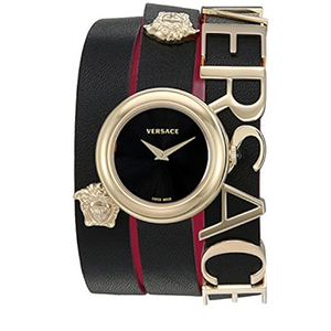 Buy Shop Versace V-Flare Quartz Black Dial Black Leather Strap Watch for Women - VEBN00218 USA Online