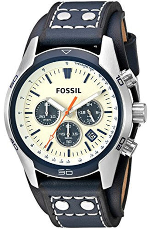 Buy Shop Fossil Coachman Chronograph White Dial Blue Leather Strap Watch for Men - CH3051 USA Online