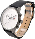 Buy Shop Tommy Hilfiger Lexor Silver Dial Black Leather Strap Watch For Men - 1791489 USA Online