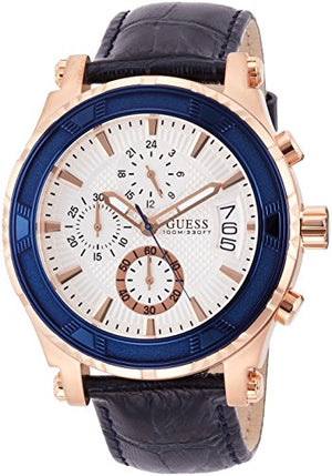 Buy Shop Guess Pinnacle Chronograph White Dial Blue Leather Strap Watch For Men - W0673G6 USA Online