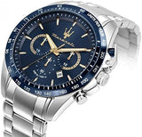 Maserati Traguardo Chronograph Modena Edition Blue Dial Silver Steel Strap Watch For Men - R8871612039