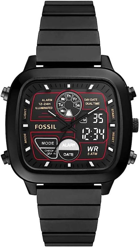 Buy Shop Fossil Retro Analog-Digital Black Dial Black Steel Strap Watch for Men - FS5891 USA Online