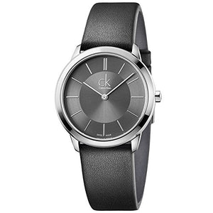 Buy Shop Calvin Klein Minimal Grey Dial Black Leather Strap Watch for Men - K3M221C4 USA Online