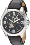 Buy Shop Tommy Hilfiger Bruce Analog Black Dial Black Leather Strap Watch for Men - 1791279 USA Online