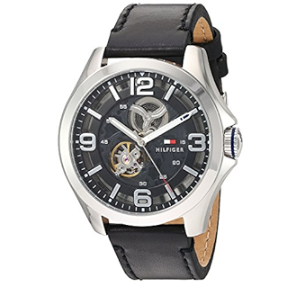 Buy Shop Tommy Hilfiger Bruce Analog Black Dial Black Leather Strap Watch for Men - 1791279 USA Online