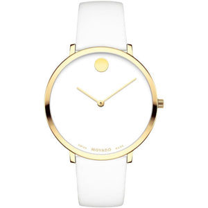 Buy Shop Movado 70th Anniversary Limited Edition White Dial White Leather Strap Watch For Women - 0607138 USA Online